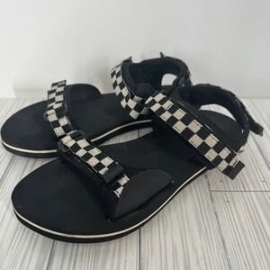 Vans Tri-Lock Sandals Black White Checkerboard Strappy UltraCush Womens Size 7